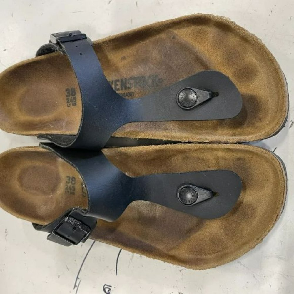 Birkenstock Gizeh Birko-Flor Women's Black Leather Sandals Size 38